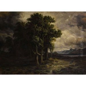 Chenes Battus Par L'orage by Alexandre Calame