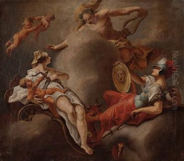 Apollerscheint Den Gottinnen Hera Mit Eros Und Athena - view 1