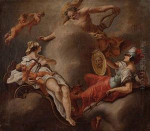 Apollerscheint Den Gottinnen Hera Mit Eros Und Athena by Martino Altomonte