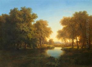 Seelandschaft Im Sonnenuntergang by Alexandre Calame