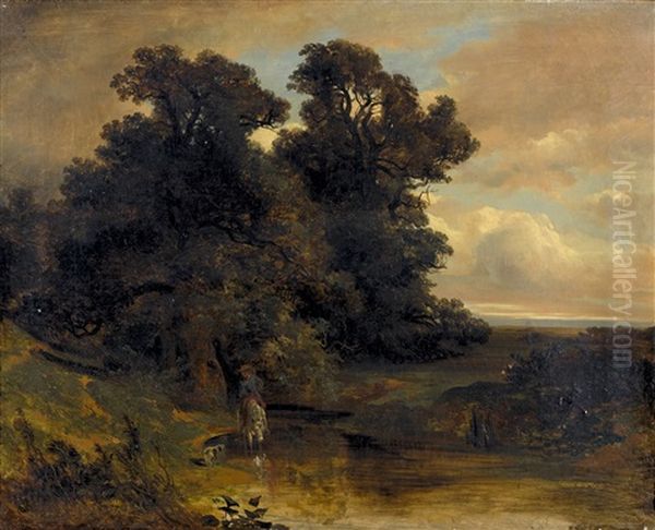 Bachlandschaft Mit Einem Reiter - view 1