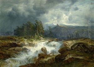 Torrent De Montagne Par Orage