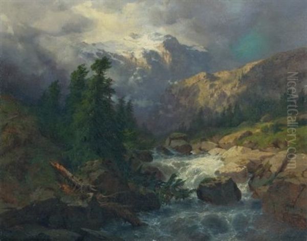 Souvenir De La Handeck, Effet D'orage (souvenir Handeck, Stormy Weather) by Alexandre Calame