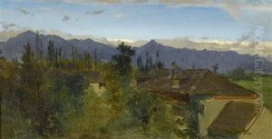 Landschaft Mit Einer Bergkette Im Hintergrund