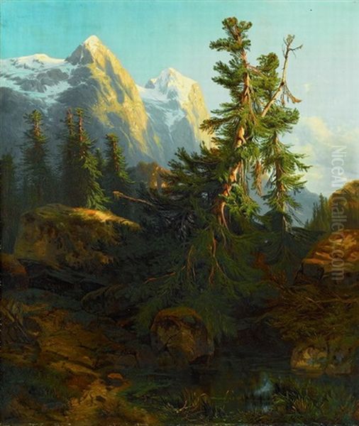 Rosenlaui Mit Wellhorn Und Wetterhorn - view 1
