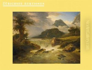Bewaldete Flusslandschaft by Alexandre Calame