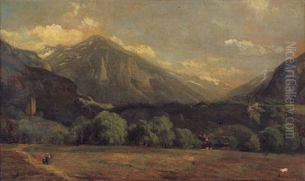 Alpenlandschaft, Im Vordergrund Zwei Figuren - view 1