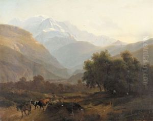 Sommerliche Landschaft Mit Viehwagen