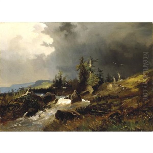 A Stream Running Through A Mountainous Landscape - view 1