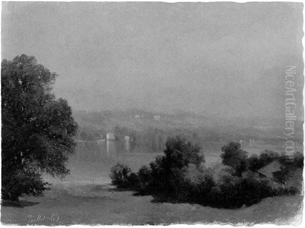 Lac, Arbres Et Maisons - view 1