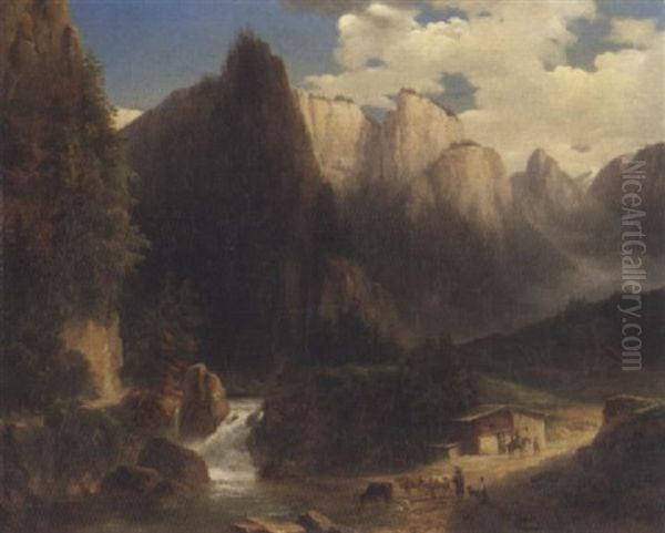 Berglandschaft Mit Hirten Und Tieren - view 1