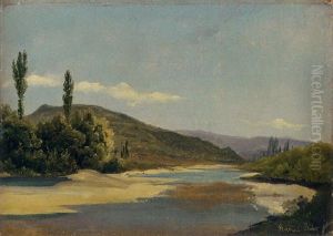 A View Of The River Birse, Near Bale, Switzerland by Alexandre Calame