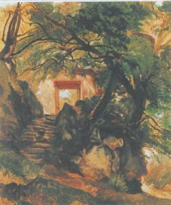 Escalier Et Portail Dans Un Bosquet Escalier Et Portail Dans Un Bosquet
