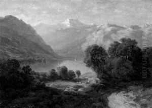 Schweizer Gebirgslandschaft Mit Blick Auf See by Alexandre Calame