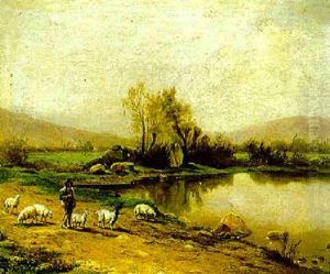 Hirtenrast Am Seeufer by Alexandre Calame