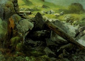 Paysage De Montagne. Rochers Et Troncs D'arbres