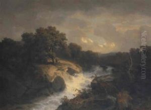 Cours D'eau, Arbres, Rochers by Alexandre Calame