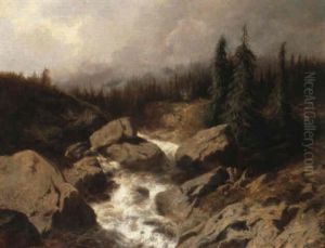 Gebirgslandschaft Mit Wildbach by Alexandre Calame