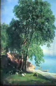 Ziegenherde Am Genfersee by Alexandre Calame
