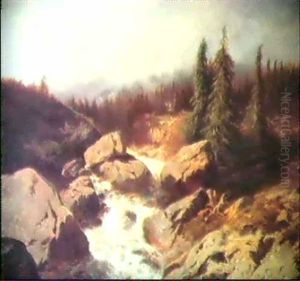 Schaumender Gebirgsbach by Alexandre Calame