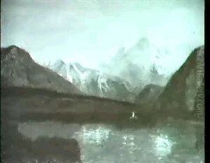 Abend An Einem Alpensee. by Alexandre Calame
