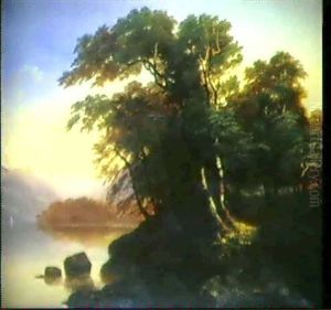 Seelandschaft Mit Uppigem Baumbestand by Alexandre Calame