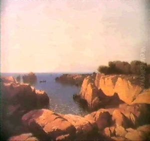 Vue Prise Dans L"isle De Saint-honorat Pres De Cannes, Effet De L'apres-midi by Alexandre Calame