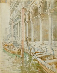 Zwei Gondeln In Venedig by Arthur Calame