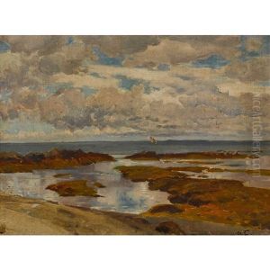 Kustenlandschaft Mit Segelschiff
