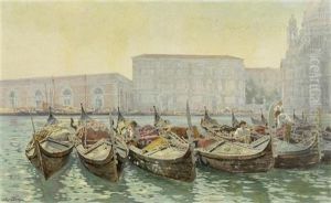 Venezianische Gondeln Vor Santa Maria Della Salute, Venedig