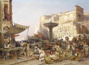 Vue D'une Place De Marche, Vico Del Porto, Naples