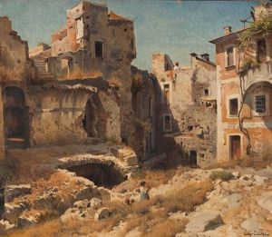 San Remo - Blick In Einen Hinterhof Mit Ruine by Arthur Calame