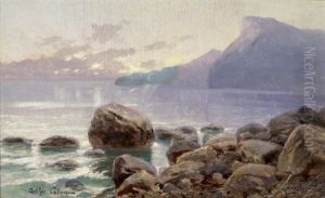 Blick Auf Den Genfersee Bei Sonnenuntergang by Arthur Calame