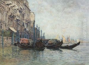 Venezianische Partie Mit Gondeln by Arthur Calame