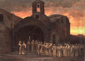 Prozession Vor Der Kirche San Michsle Auf Capri