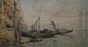 Gondelstation In Der Lagune Von Venedig