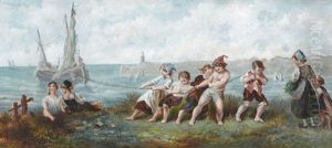 Hafenpartie Mit Spielenden Kindern by Juliette Calame