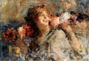 Jeune Fille Aux Fleurs (dbl-sided) by Antoine Calbet