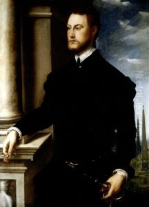 Portrait Of A Young Bearded Gentleman Holding A Carnation In One Hand And The Hilt Of A Sword In The Other