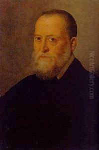 Portrait Of A Gentleman In Black Costume by Jan Stephan von (Calcker) Calcar
