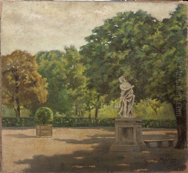 Veduta Dei Giardini Reali Con Statua - view 1