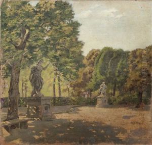 Veduta Dei Giardini Reali Con Statue by Marco Calderini