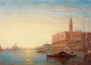 Vue Du Bassin De Saint Marc, Venise by Charles Clement Calderon