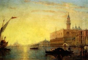 Le Palais Des Doges Au Crepuscule by Charles Clement Calderon