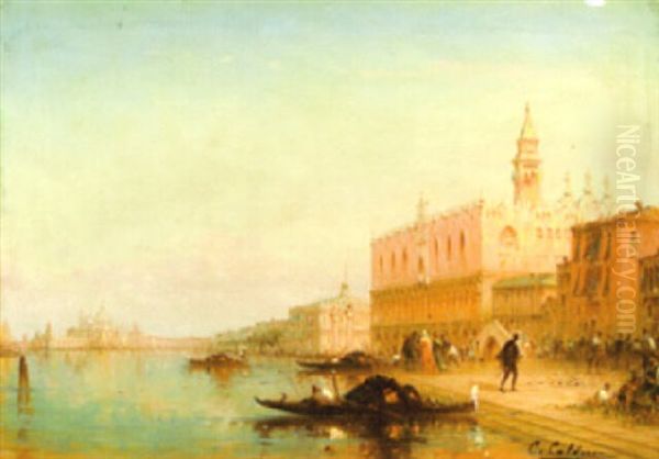 A View Of A Venetian Lagoon With Figures Outside The Dodge's Palace - view 1