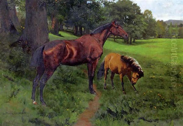 Mare And Foal In A Landscape - view 1