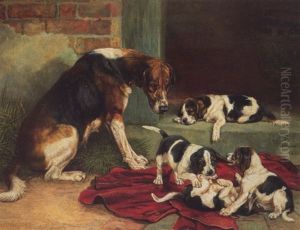 A Hound With Puppies A Hound With Puppies