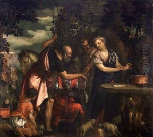 Eliezer Et Rebecca by Benedetto Caliari