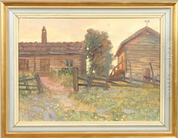 Gardsmotiv, Signerad, Olja Pa Kartong, 31x42 - view 1