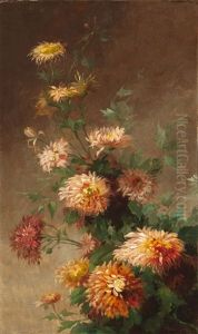 Naturalistic Still Life With Chrysanthemums
